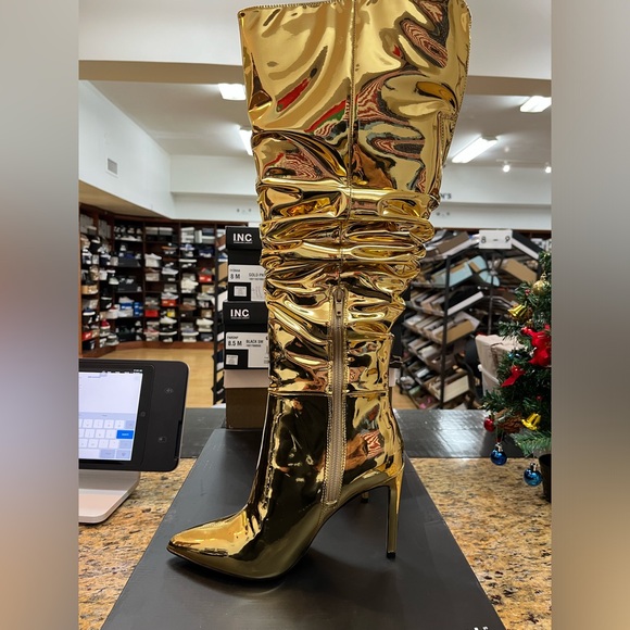 INC International Concepts Iyonna Gold Knee High Boots - Picture 3 of 7